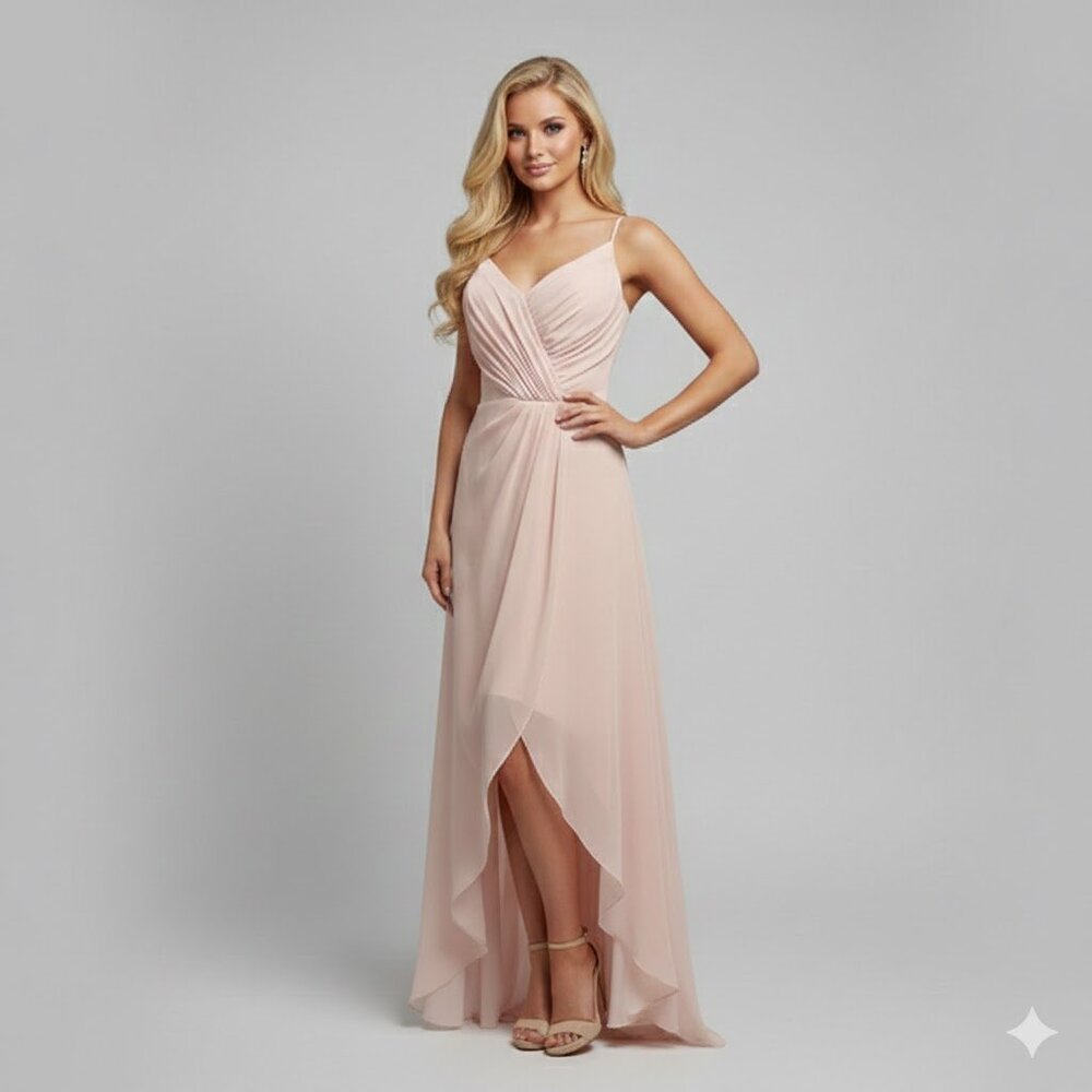 Chiffon Blush Pink High Low Dress